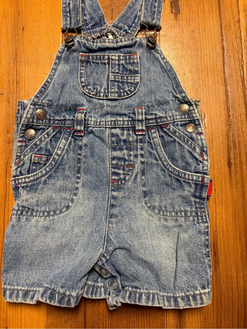 Lee Kids Vintage Light Blue Denim Short Overalls 18 Months